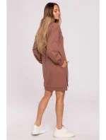 M676 Svetr tunika se zipy - čokoládová
