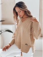 amski Svetr s výstřihem do V VERALIA camel FashionStreet MY2518