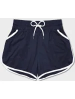 Tmavě modré dámské šortky s kontrastní lemovkou (8K208-25) Tmavě modré dámské šortky s kontrastní lemovkou (8K208-25)