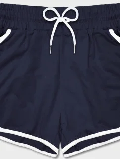 Tmavě modré dámské šortky s kontrastní lemovkou (8K208-25)