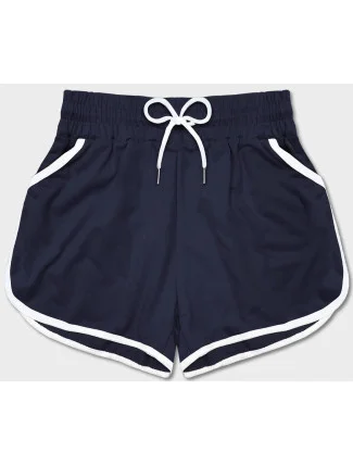 Tmavě modré dámské šortky s kontrastní lemovkou (8K208-25) Tmavě modré dámské šortky s kontrastní lemovkou (8K208-25)