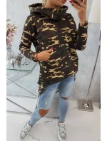 Mikina moro s dlouhými zády khaki+hnědá Mikina moro s dlouhými zády khaki+hnědá