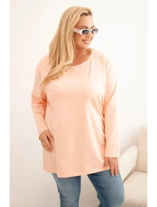 Dámská blůza Plus Size bavlněná s kulatým výstřihem meruňková