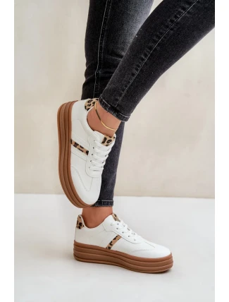 Dámské tenisky na platformě s leopardím vzorem bílé Dravinnia