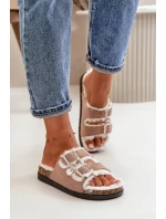 Dámské Pantofle S Přezkami A Kožíškem Béžové Ezilena Dámské Pantofle S Přezkami A Kožíškem Béžové Ezilena