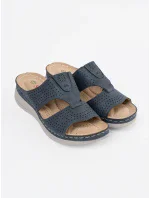 Jedinečné  nazouváky dámské modré na plochém podpatku