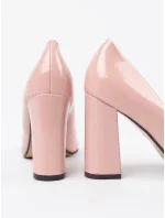 Výborné dámské růžové  lodičky na širokém podpatku