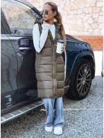 Dámská dlouhá prošívaná zelená vesta FashionStreet TY5268