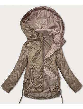 Tmavě béžová tenká prošívaná plus size bunda S'West (B8361-12)