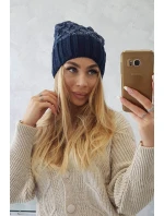 Milano fleecová čepice K203 navy blue melange+green Milano fleecová čepice K203 navy blue melange+green