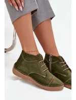 Kožené dámské polobotky s prošitím na zip Artiker 57C2119 zelené