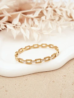 Zlatý dámský náramek zdobený zirkony