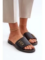 Zazoo Elegantní dámské kožené pantofle , černé