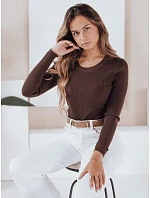 Dámský žebrovaný svetr NOLVIE MY2494 hnědý - FashionStreet