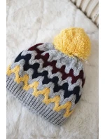 Dámská čepice Laila K283 tmavě šedá+žlutá