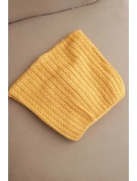 Dámská zimní čepice z vlny s kočičím střihem z žebrované pleteniny K419 žlutá