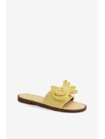 Dámské pantofle na nízkém podpatku s mašlí Žluté Amivelle