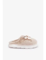 Futrzané Pantofle S Mašlí A Brožemi Béžové Annalira