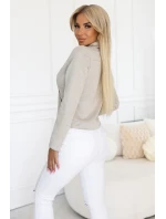 481-4 Semišové ramonesky s dlouhými rukávy a zipy - světle béžové
