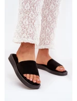 Dámské Pantofle Na Platformě Z Eko Semiše Černé Jorina