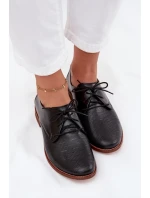 Dámské kožené elegantní šněrovací polobotky Zazoo 4238 Černé