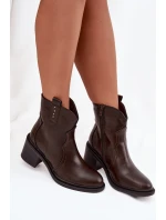 Zateplené dámské kotníkové boty na podpatku čokoládové Brilynn Zateplené dámské kotníkové boty na podpatku čokoládové Brilynn