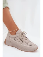 Kožené dámské tenisky s síťovinou Sergio Leone SP-013 šedé