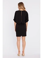 M904 Blůzové šaty s rozparkem na zádech - černé M904 Blůzové šaty s rozparkem na zádech - černé