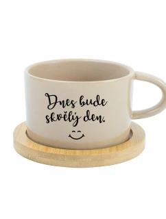 DNES BUDE SKVĚLÝ DEN - krémový hrníček makronka 200 ml