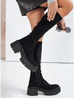 Dámské semišové kozačky na silné podrážce černé FashionStreet ZY1210