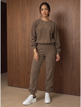Dámská souprava z kordového úpletu – mikina a kalhoty Fango FashionStreet AY1253 Dámská souprava z kordového úpletu – mikina a kalhoty Fango FashionStreet AY1253