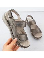 Dámské kožené hnědé sandály Rieker 60462-90 na suchý zip