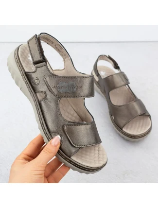 Dámské kožené hnědé sandály Rieker 60462-90 na suchý zip