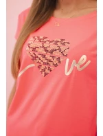 Dámská bavlněná blůza s krátkým rukávem a potiskem „Stay Wild” neonová oranžová