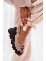 Dámské Kožené Sandály Na Klínku A Platformě S Dekorací Artiker 56C2209 Béžové