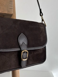 Kožená semišová taška přes rameno Norla čokoládová