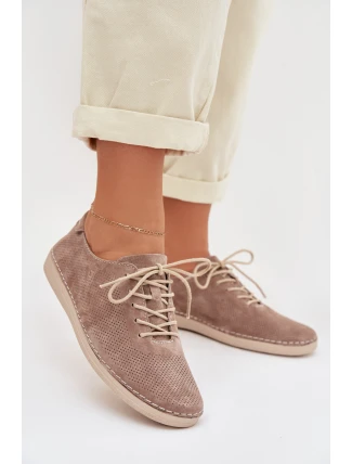 Dámské polobotky z přírodního semiše S.Barski LR61-7080 tmavě béžové