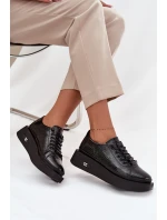 Dámské kožené lakované polobotky na platformě Artiker – černé