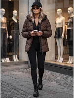 Dámská zimní prošívaná bunda s kapucí, hnědá, FashionStreet TY5752 Dámská zimní prošívaná bunda s kapucí, hnědá, FashionStreet TY5752