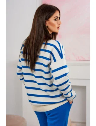 Svetr set Pruhovaná mikina + Kalhoty chrpově modrá Svetr set Pruhovaná mikina + Kalhoty chrpově modrá