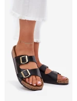Dámské sandály s přezkami z eko kůže černé Iskira