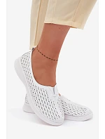 Kožené Ażurowé Dámské Polobotky Bílé Eliva