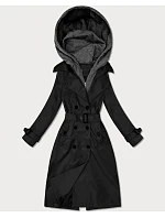 Klasický trenčkot s odnímatelnou kapucí Goodlookin black (T2-2252#-1)