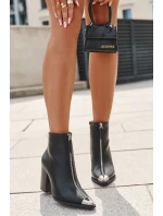 Dámské kotníčkové boty na klínku s ozdobným zipem Černé Wiviane Dámské kotníčkové boty na klínku s ozdobným zipem Černé Wiviane