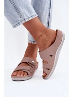 Kožené dámské pantofle na suchý zip Inblu Špinavá růžová