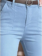 Dámské bavlněné kalhoty slim fit s páskem TAIRONIK modré FashionStreet UY2540