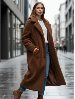 Dámský zimní kabát teddy s kožešinou dlouhý camel FashionStreet NY0759z