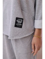 Bavlněná mikina kalhoty set světle šedá