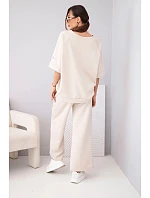 Dámský máslový komplet z viskózy mikina a široké kalhoty světle fialový