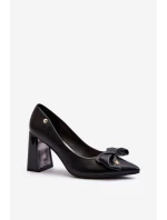 Lodičky na podpatku s mašlí černé Ariemessa